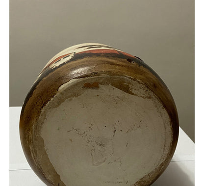 Vaso Cerâmica Pintado À Mão Paisagem Casas Igreja