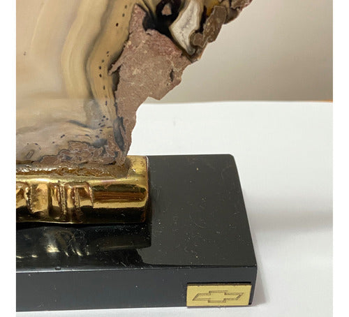 Escultura Coruja Dourada Pedra Agata