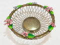Cesta Fruteira Antiga Com Flores Rosas
