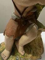 Escultura antiga querubim anjo em gesso policromado