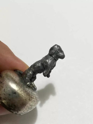 Escultura Mini Antiga Cachorro De Pé Cor Prata Áustria 1890