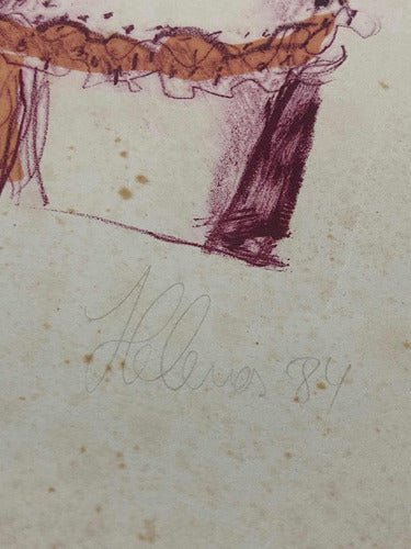 Quadro Gravura Antiga Assinada Figura Feminina Máscara