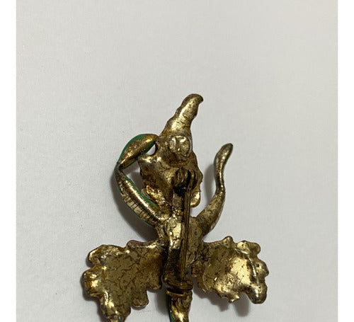 Broche Antigo Flor Dourado Pintura Colorida