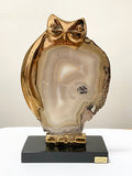 Escultura Coruja Dourada Pedra Agata