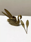 Antigo Tinteiro De Bronze Pato Penas