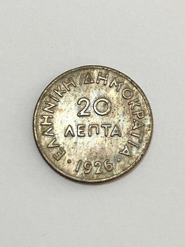 Moeda Antiga Grécia 20 Lepta 1926