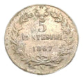 Antiga Moeda 1867 Italia 5 Centesimi
