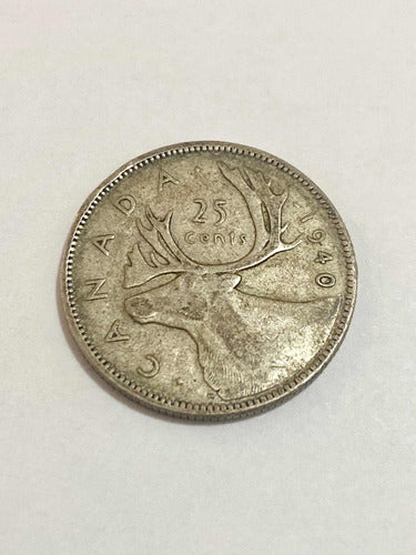 Moeda Antiga De Prata Canada 25 Cents King George