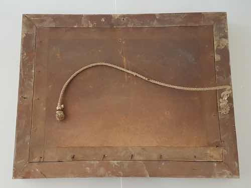 Antigo Quadro Pintura Óleo Paisagem Barco Assi Bela Moldura