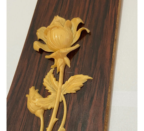 Quadro Painel De Madeira Com Flor Rosa Em Relevo - Alemanha