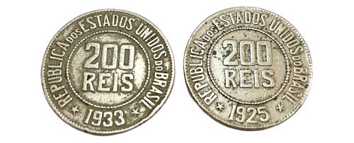 Antigas Moedas 200 Réis 1925 - 1933