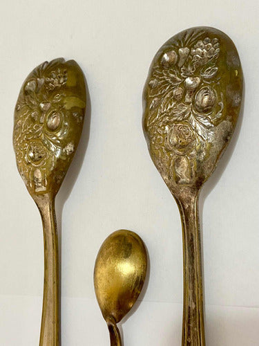 Antiga Colher E Garfo Dourados Old English Silver Plated