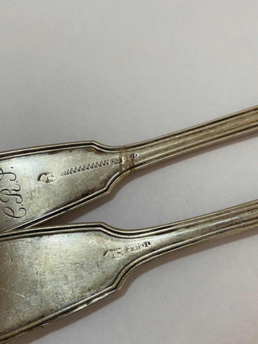 Antiga Colher E Garfo De Prata Com Marca