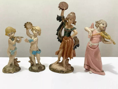 Esculturas Antigas Musical Anjos Figura Violino Flauta