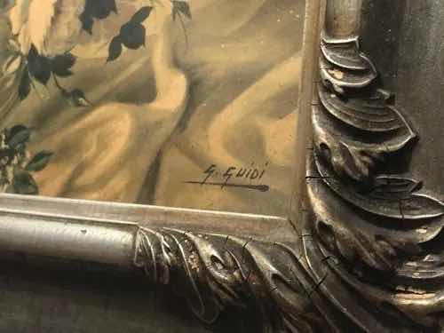 Quadro Antigo Assinado G. Guidi Flores Bela Moldura