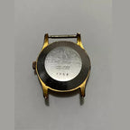 Back case of a vintage Relotex Ancre watch with 17 rubies, stainless steel and gold-tone details in used condition.