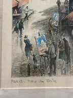 Quadro Antigo Gravura Paris Place Du Tertre - Ortiz Alfau