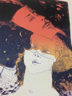 Quadro Gravura Antiga Assinada Figura Feminina Máscara