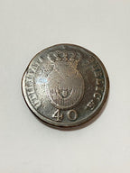 Moeda Antiga Portugal 1814 40 Réis Pataco Bronze