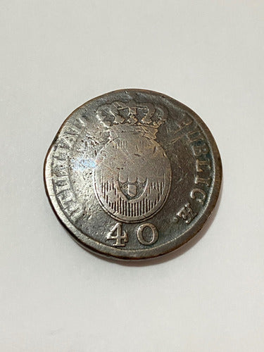 Moeda Antiga Portugal 1814 40 Réis Pataco Bronze