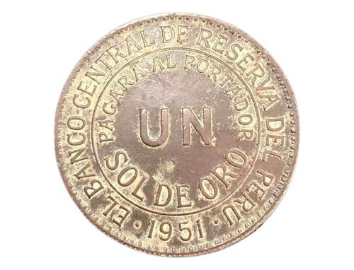 Moeda Antiga Peru 1 Sol De Ouro 1951 Banco Central