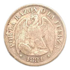 Moeda Antiga 1881 Chile 1 Decimo Prata