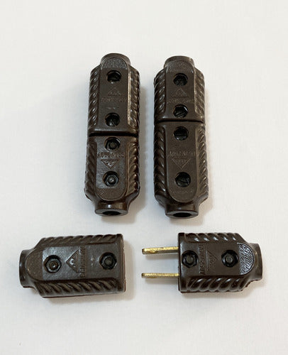 Tomada Antiga Em Baquelite Plug Macho E Femea