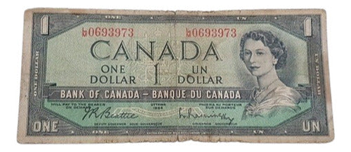 Cédula Antiga Canadá 1 Dollar Antiga Elizabeth II 1945