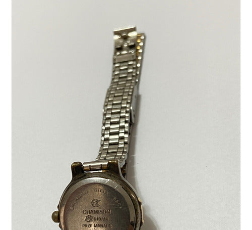 Relógio Antigo Champion Quartz Prata E Dourado