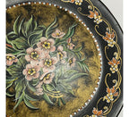 Prato Decorativo Em Cerâmica Pintura Flores Assinado Antigo