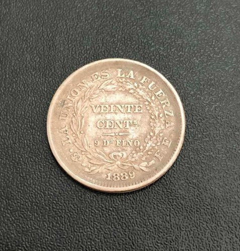 Moeda Antiga 1889 Bolivia 20 Centavos