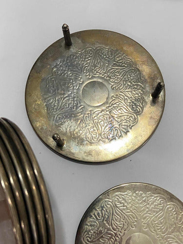 Antigo Porta Copos Em Metal Espessurado A Prata Com Seis Uni