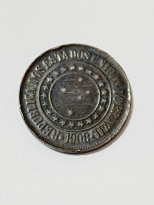 moeda antiga 40 réis 1908 brasil república